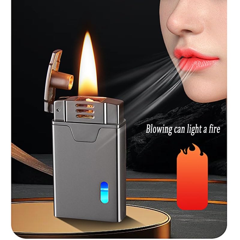 Amazon.com: Kerosene Lighter, Smart Ignition Method, Classic Soft Flame  Metal Lighter, Transparent Gas Chamber Led Blue Light, Refillable Fuel  Cigarette Lighter, Suitable for Kitchen, Barbecue Candle, Camping, Me :  Health & Household