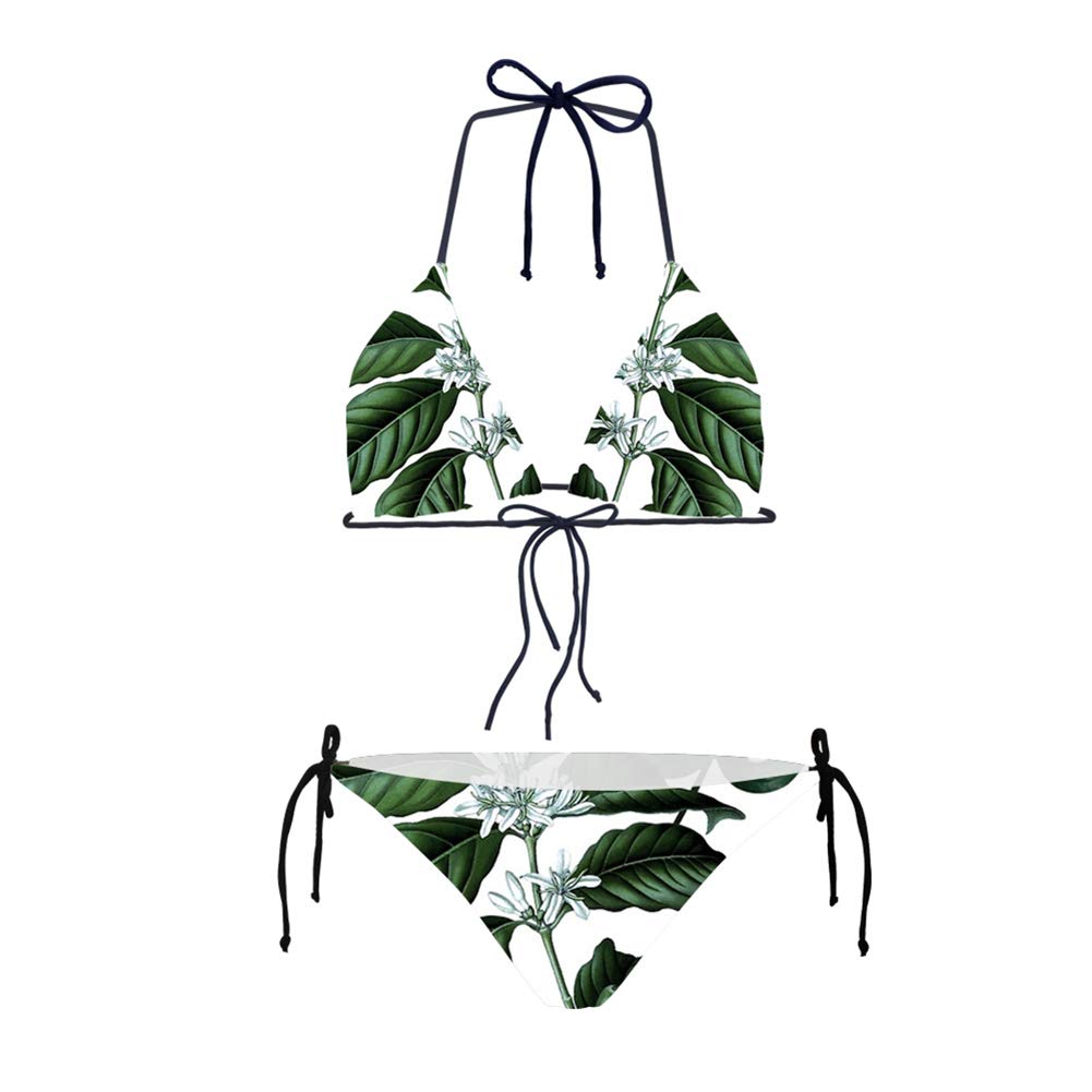 HUGS IDEA Womens Hawaiiann Triangle Bikini Set Halter Top Tie Side Bottom Padded Swimsuit