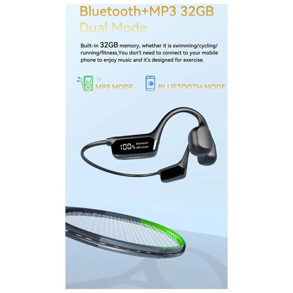 Casque sans à Conduction Osseuse Bluetooth 5.4 S10 30 Mètres de Profondeur Casque de Natation Étanche IPX8 Lecteur MP3 32 Go