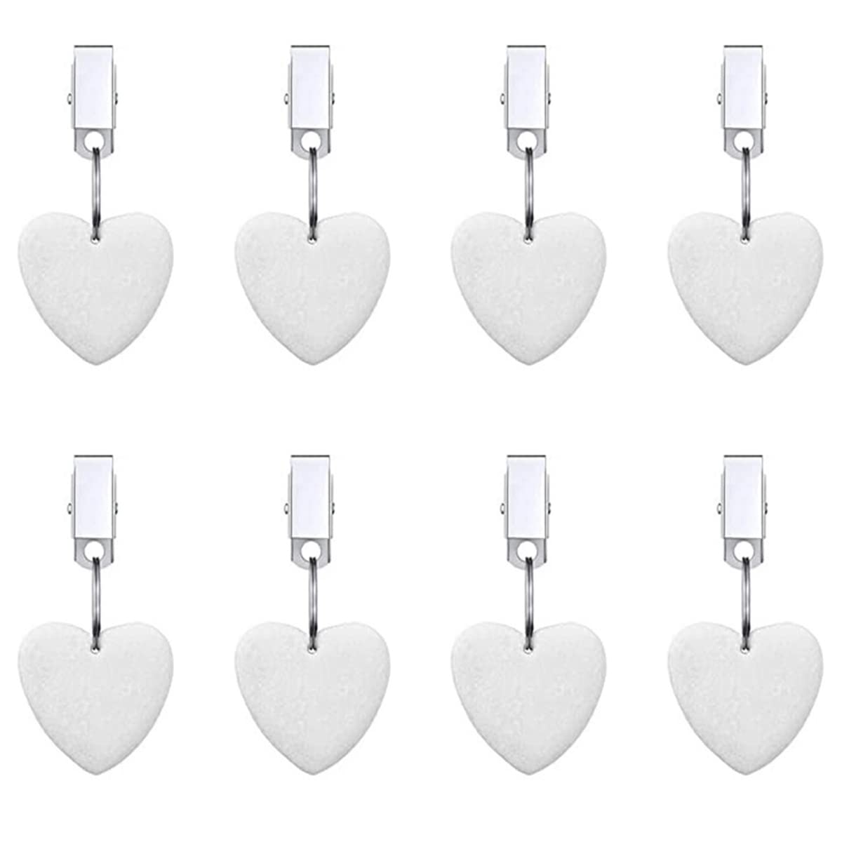 Wangcl White 8Pcs Tablecloth Weights Tablecloth Pendant With Stainless Steel Clip For Outdoor Family Dinner Garden Party Wedding Camping Picnic-Heart Shape