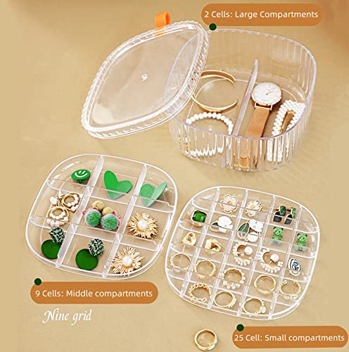 Earring Organizer,Jewelry Boxes For Women,Jewelry Holder,Jewelry Organizer,Jewelry Travel Organizer Tray Case Acrylic Box For Rings, Earrings,Dorm Room Essentials,Gifts For Women Girl,3-Layer(Clear) #TOP5