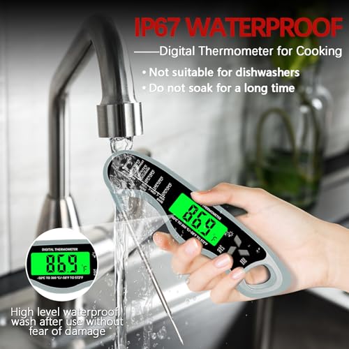 Image of Meat Thermometer Digital,IP67 Waterproof Cooking Thermometer with Backlight, Calibration & Hold Function,Food Thermometer for Cooking,Outdoor Grilling