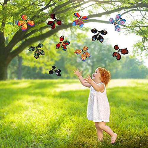 10 Pcs Magic Flying Butterfly Fairy Flying Toys Wind Up Rubber Band Powered Butterfly Toys Decoration For Colorful Bookmark And Greeting Card Surprise Gift(10 Colorful) #TOP5