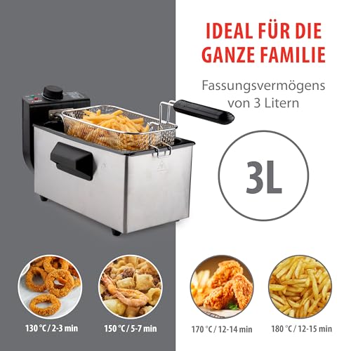 alpina Fritteuse - 3 Körbe - 5 Liter - 2000 Watt - Thermostat bis 190 °C - Anti-Heizung - Edelstahl – Bild 6