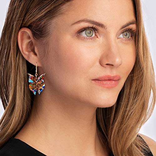 Ross-Simons Italian Multicolored Murano Glass Butterfly Drop Earrings With 18kt Gold Over Sterling2