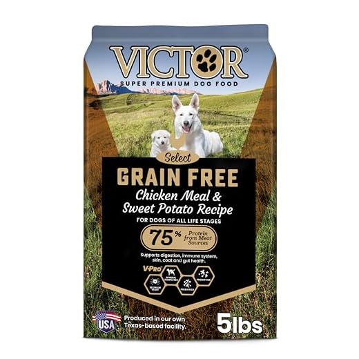 VICTOR Super Premium Dog Food – Grain Free Chicken Meal & Sweet Potato Recipe – 33% Protein, 16% Fat – Dry Dog Food For Dogs of All Life Stages – High Protein Kibble For All Normally Active Dogs, 5 lb