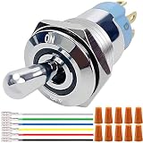 interruptor bipolar basculante rojo con luz 4 pin ✅ [Material]: terminales chapados en oro del interruptor de palanca, conductividad fuerte. El bisel cromado y el actuador hacen que la apariencia sea más refinada y brillante. La carcasa de acero inoxidable garantiza una alta resistencia a la corrosión y al desgaste.