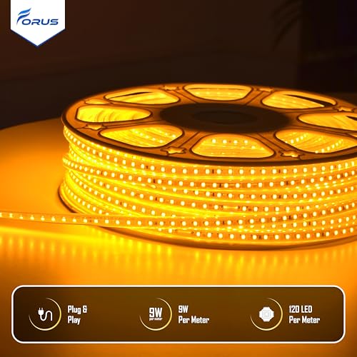 Image of Forus LED Rope Light 1 Meter Outdoor Waterproof Decorative Cove Lights for Ceiling, Balcony, Home Decor, Interior Decoration, Flexible Profile Light for Diwali, Christmas - Amber