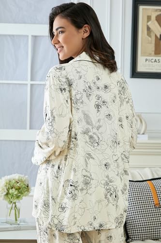 Image of YiNi LuLu Womens Pajamas Set 2 Piece Long Sleeve Sleepwear Button Down Pjs Lounge Set Nightwear with Pockets