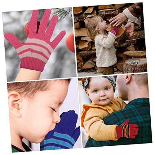 6Pairs Winter Gloves Full Finger Knitted Warm Mittens for Boys Comfortable for Cold Weather for Ages3