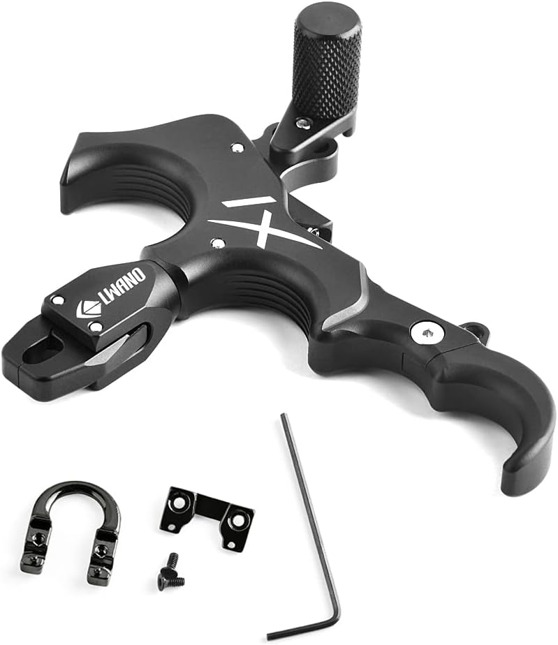 AMEYXGS Archery Compound Bow Release Aids 3 or 4 Fingers Release Aids with D Loop Trigger Caliper 360 Degree Rotate Hunting Accessories