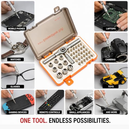Image of Spartan 43 in 1 Precision Screwdriver Tool Set | Multi-Purpose Magnetic Repair Kit with Storage Case & Assorted Bits for Mobile, Laptop, Watch, Camera, Electronics & DIY Use