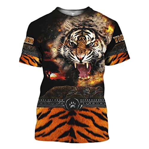 T-shirt Harajuku homme motif tigre 3D pour un look streetwear d'été
