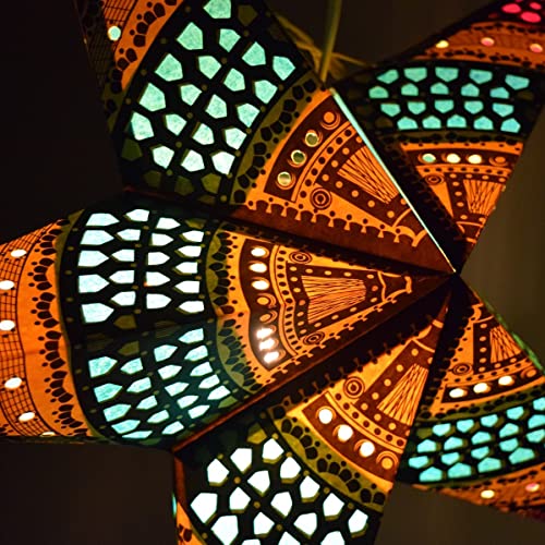 Image of Honeycomb Yellow Paper Star Lantern with 12 Foot Power Cord Included