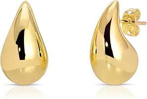Small Teardrop Gold Chunky Earrings for Women,Thick Gold Plated Hoop Hypoallergenic Water Drop Earring Dupes for Women 18MM