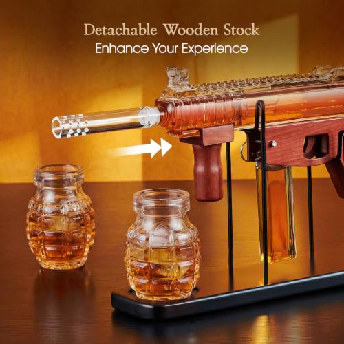 Image of Gifts for Men Dad, Kollea Gun Whiskey Decanter Set-Limited Edition, Liquor Decanter with Bullet Shot Glass, Cool Anniversary Birthday Gifts for Him Husband, Military Present for Home Bar Drinking