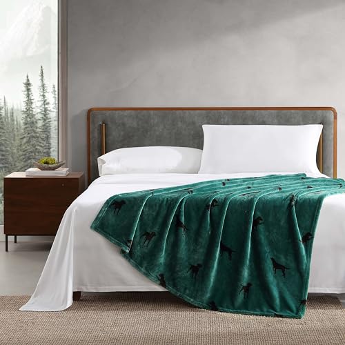 Image of Eddie Bauer - Throw Blanket, Ultra-Soft & Reversible Plush Bedding, Blanket for Couch & Bed (Buddy The Dog Green, 50 inch x 60 inch)