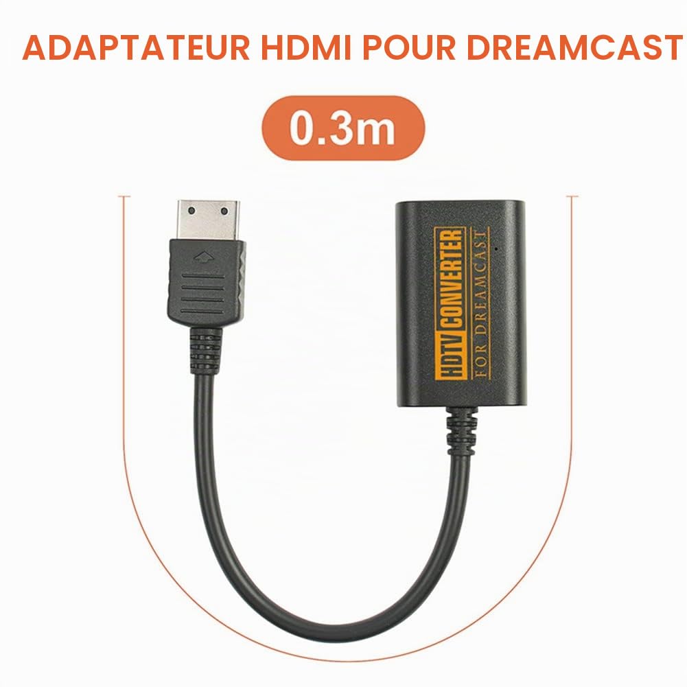 Cuifati Adaptateur HDMI pour Dreamcast Dreamcast vers HDMI Adaptateur DC Console Plug and Play Dreamcast VGA vers HDMI convertisseur pour Dreamcast
