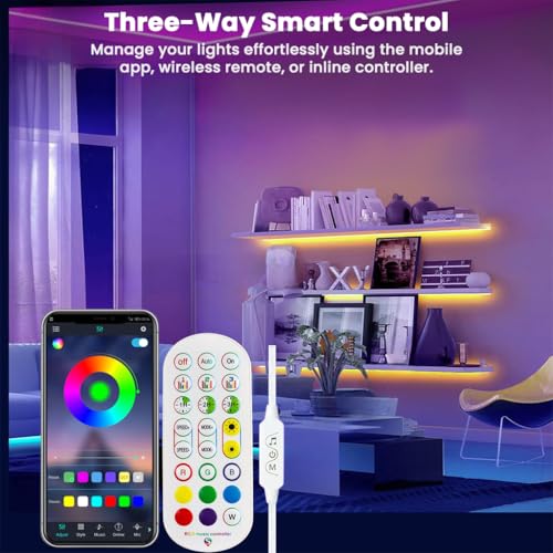 Image of Neon USB Strip Light, 2 Meter, 5V Adapter - 200+ Dynamic Modes, Music Sync, App & Motion Sensor Control, USB-C, Flexible Waterproof LED Rope Light (RGB (5M))