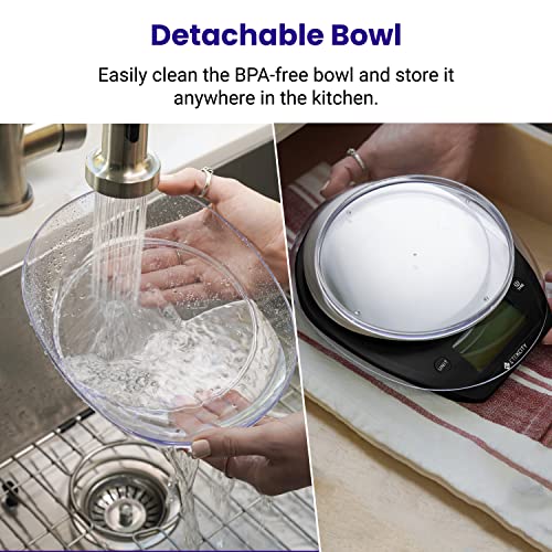 Etekcity 0.1G Food Scale, Bowl, Digital Grams And Ounces For Weight Loss, Dieting, Baking, Cooking, And Meal Prep, 11Lb/5Kg, Stainless Steel Black #TOP2