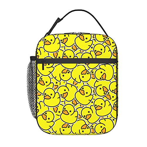 qaxcdmky Little Yellow Duck Insulated Lunch Bag, Oxford Cloth, Keeps Food Hot/Cold