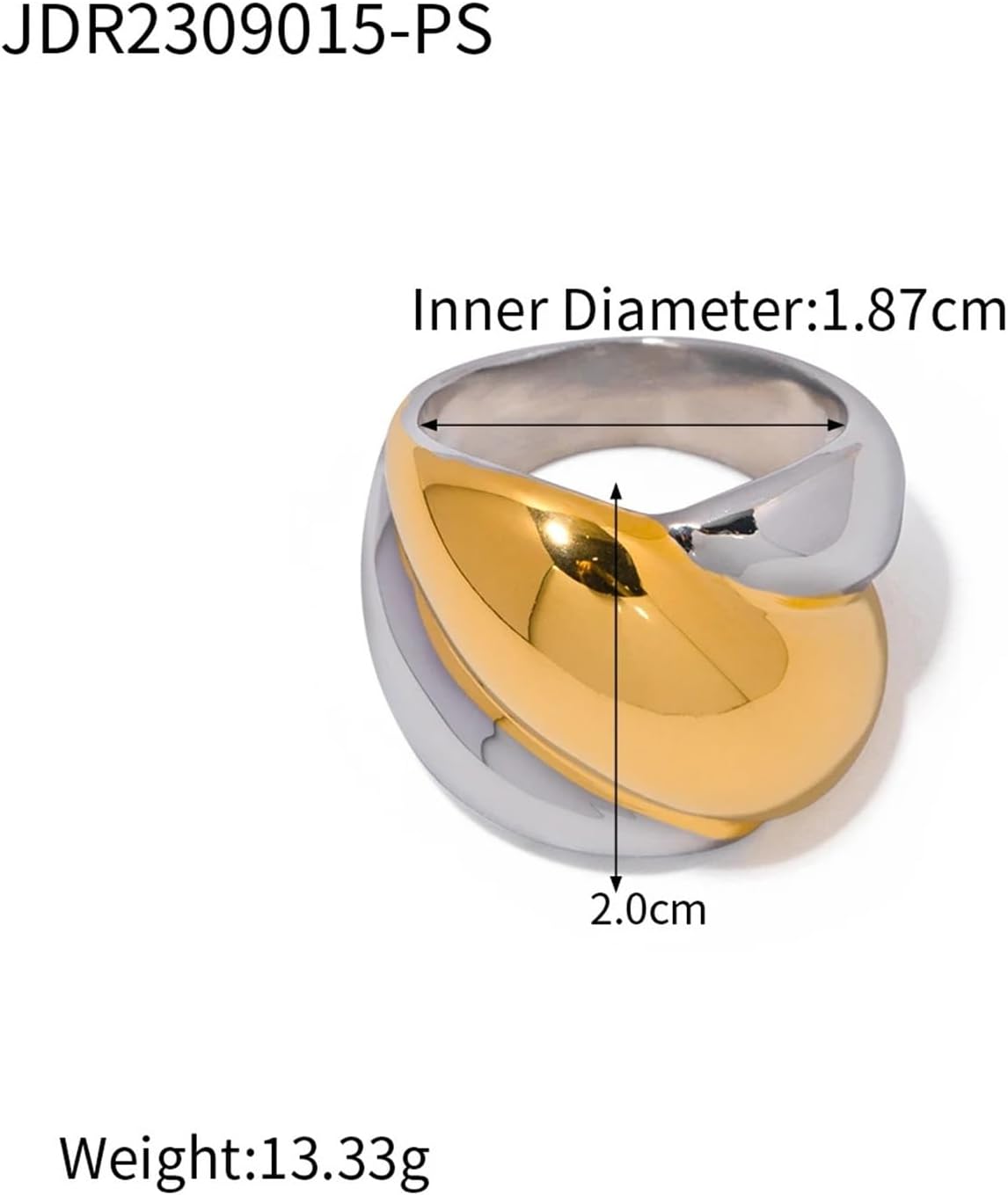 Shiny Stainless Steel Chubby Golden Silver Color Matching Thick Ring Smooth Charm Jewelry 1Pcs