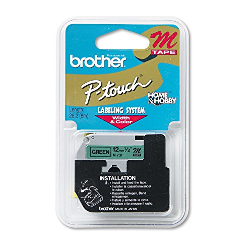 Brother Tape Cartridge 0.5IN Wide, Non-laminated Black On Green (M731) - image 1
