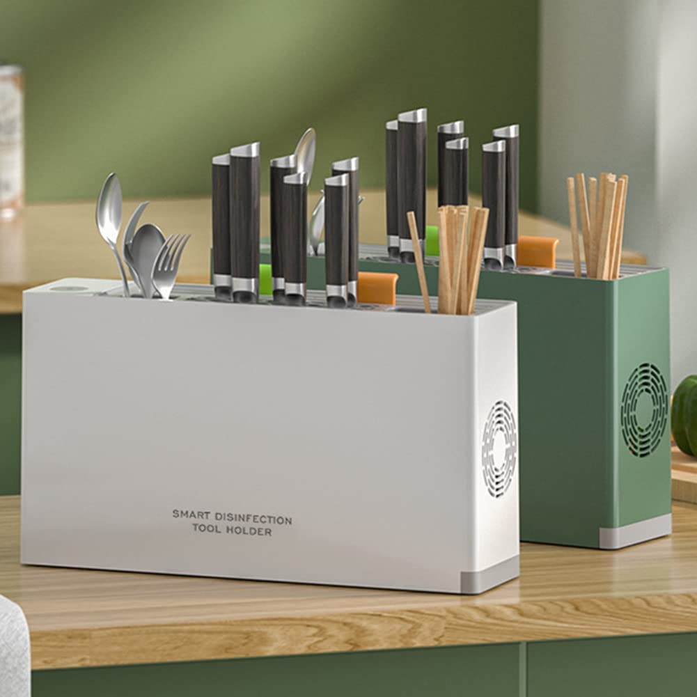 UV Desinfecting Chopstick Cuchillo Desinfección Almacenamiento Holder con Dos Tabla de Cortar Cocina -A