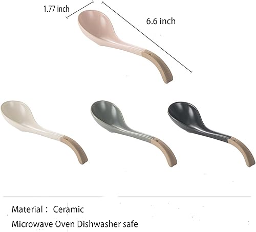 Miniatura 2 de Cucharas de ramen, cuchara de sopa asiática de cerámica, cucharas japonesas para cocina, Pho, albóndigas, fideos, Wantan, Miso, no se deslizan en la