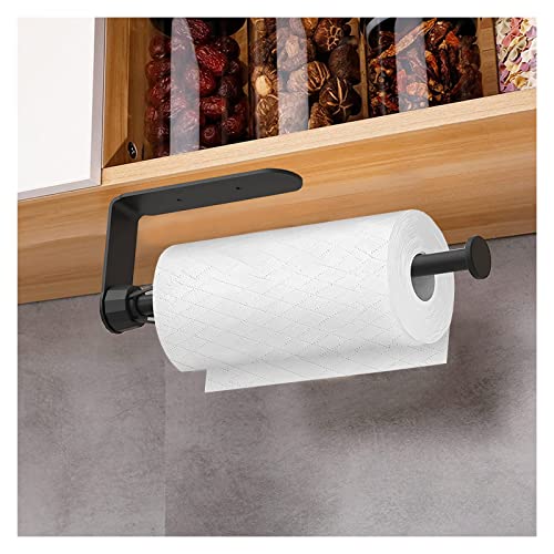 Image of 2 PACK Metal Paper Towel Holder, Easy Tear with Damping Function, Single Hand Operable Wall Mount Paper Towel Holder, Self-Adhesive or Drilled for Kitchen,Under Cabinet, Bathroom. Black