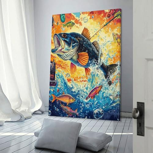 Impression sur toile truite décorative châssis salon finition premium