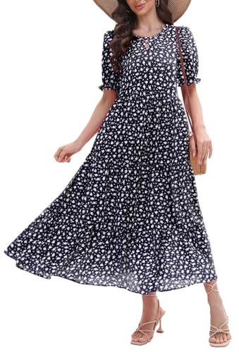 Image of Women's Maxi Dress Casual Loose Fit Tiered A-Line Flowy Summer Dress with Pockets