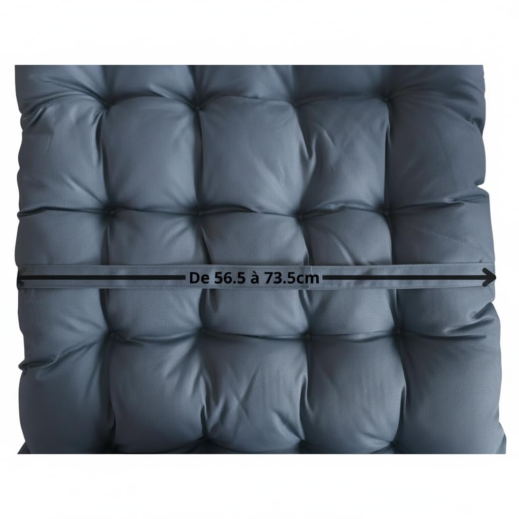 Atout Ciel Coussin matelassé Bicolore pour Bain de Soleil, transat en Tissu déperlant 190x60cm, 6 Variantes, Bleu