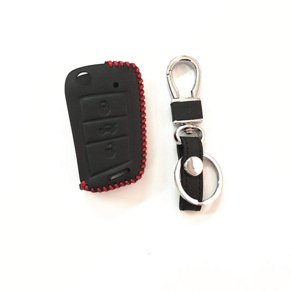 Cbhmc Car Key Case Cover For Phaeton Phideon Variant Touran Beetle T-Cross T-Roc Atlas Amarok Tarok MOIA CARAVELLE MULTIVAN,B Type Red Thread