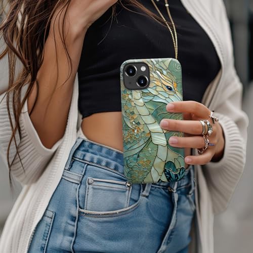 Image of Goodon for iPhone 15 Plus Case Cute - Wireless Charging Compatible - Dual-Layer Hard Shell + Silicone Cover - Protective Phone Case with Trendy Designs for Women - an Abstract Dragon