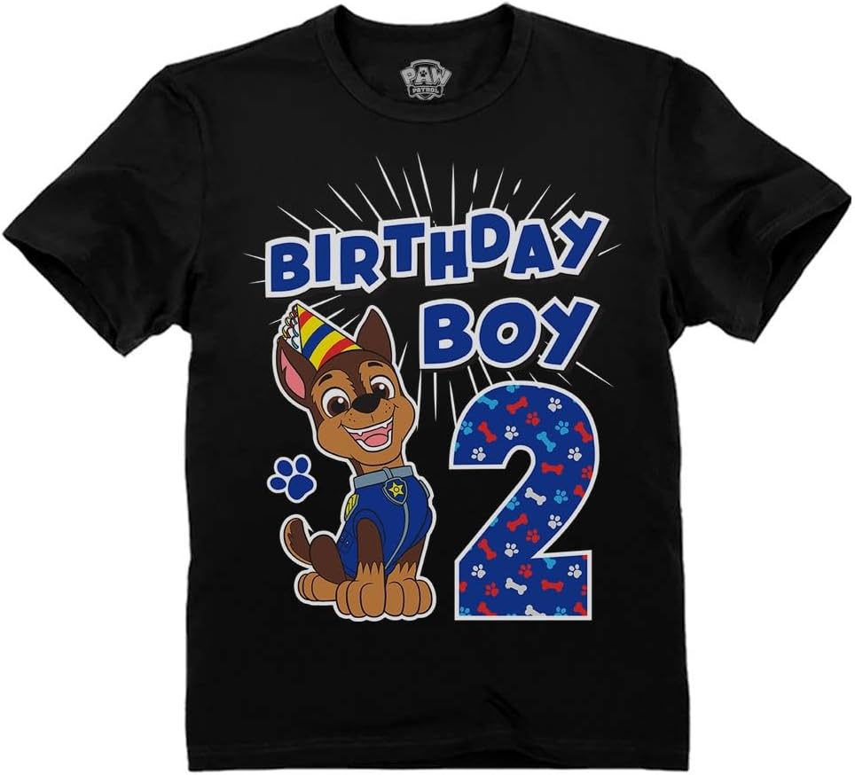 Chase Paw Patrol 2nd Birthday Shirt for Boys - Toddler Party T-Shirt Gift for 2 Year Old
