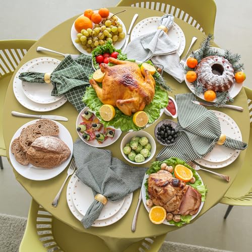 Image of 16 Pack Gold Plastic Tablecloth for Round Tables, Premium Decorative Gold Disposable Table Cloths for Parties, Bulk Round Party Table Cover for Birthday Wedding Anniversary Graduation, 84 Inch