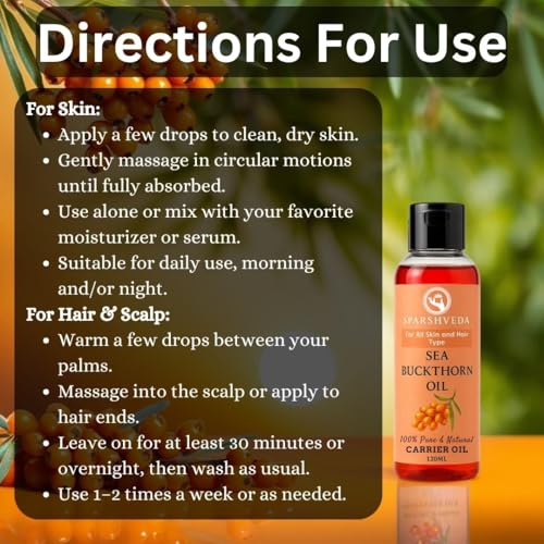 Image of Sea Buckthorn Oil | 100% Pure & Unrefined Facial Oil for Glowing, Youthful Skin | Rich in Natural Vitamin C & Antioxidants | Helps Brighten, Nourish & Repair Skin Barrier | For All Skin