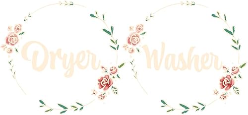 Arte de letras florales para lavadora y secadora de 10 x 10 pulgadas calcomanía de cristal para puerta de lavadora decoración de vinilo diseño
