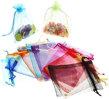 LOKIPA 60PCS Multicolor Jewelry Pouches Drawstring Organza Gift Bags Pouches , 3.5x4.7 Inches