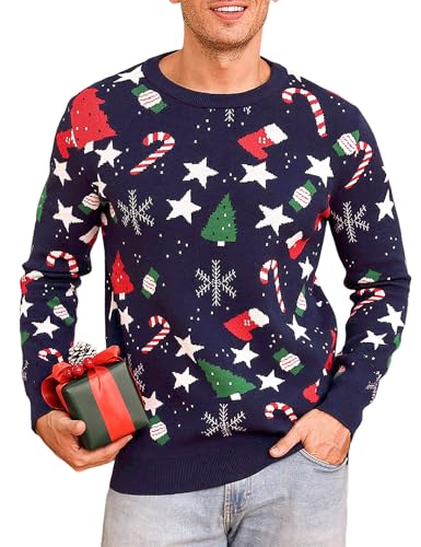iClosam Herren Rundhals Weihnachts Strickpullover Bequem und Festlich...