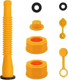 AICEL 1 Sets Gas Can Spout Replacement Kits, Flexible Gas Can Nozzle with A drill Bit, Screw Collar Caps, Spout, Spout Sealing Cap, Extra Rubber Gasket, Replacement Vent Caps - Fits Most of The Cans