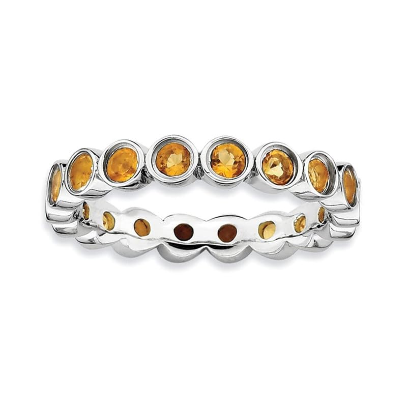 Alliance en citrine jaune et argent 925, artisanat de mariage