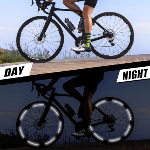 Image of Car Tyre Rim Reflective Stickers for Cars & Bikes, Night Visibility Warning Wheel Trim Safety Reflector Strips Waterproof Night Visibility Self Adhesive Universal Fit (Pack of 20, White)