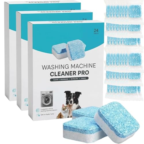 Drum Washing Machine Cleaner Pro Deep Cleaning Washing Machine Tablets for Drum Care Removes Limescale Odours and Pet Hair for Daily Laundry Routine (1 Box - 24-Pack)