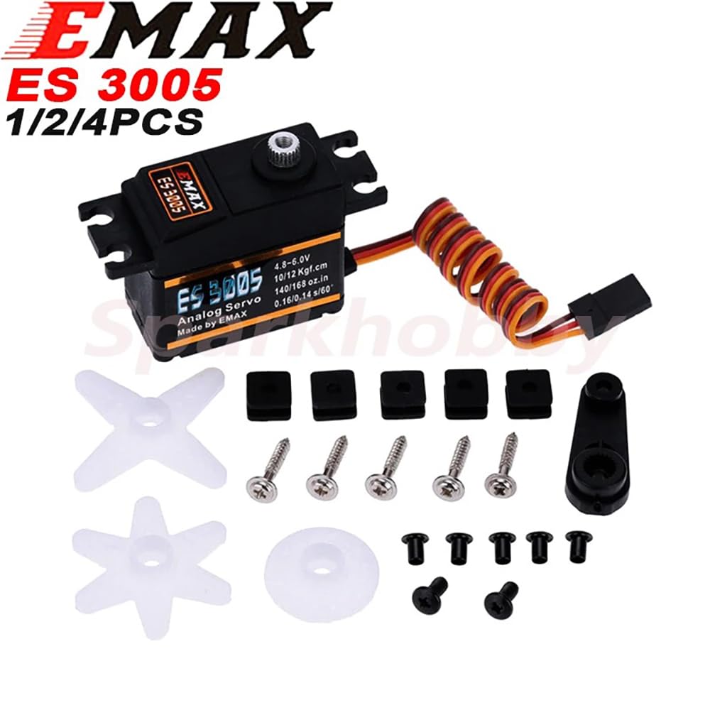 SPARKHOBBY EMAX ES3005 Metal Analógico Servo 42g Impermeable con Engranajes para RC Coche Helicóptero Barco Avión Piezas Accesorio DIY (ES3005 4 Piezas)
