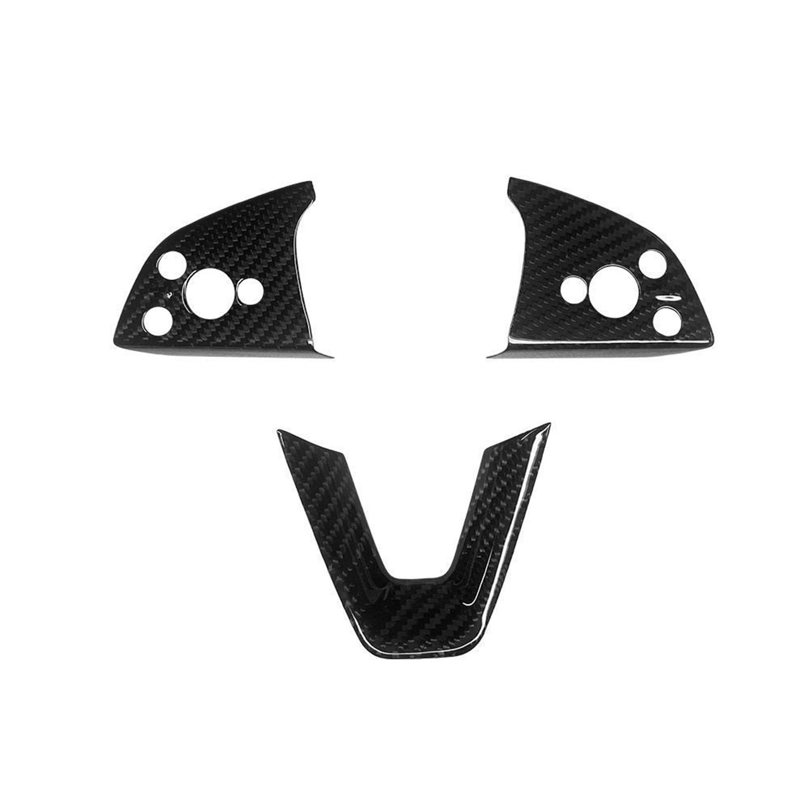 KUWAYO 3pcs Steering Wheel Sticker for T-e-s-l-a Model Y Launch/Juniper 2025 100% Rear Carbon Fiber Panel Cover Interior Car Accessories(Bright Carbon 3Pcs)