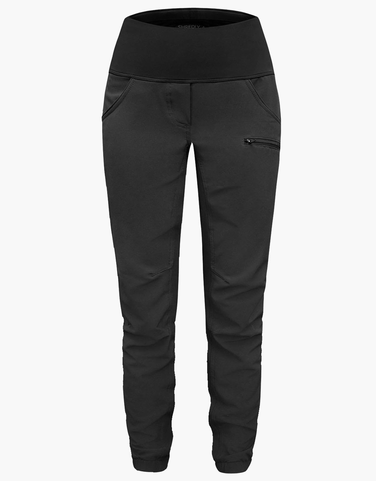 SHREDLY Limitless Stretch Waistband High-Rise Cycling Pants for Women Jogger Style w Pockets