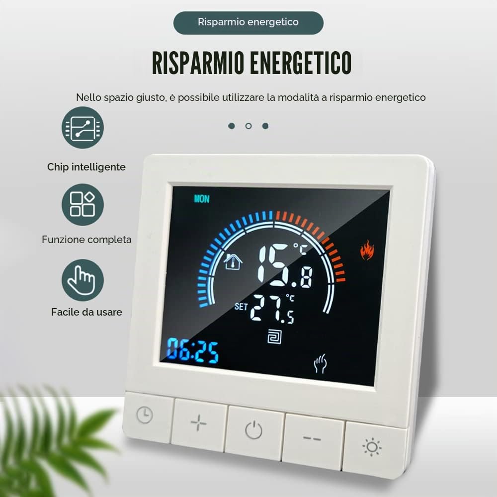 Termostato Digitale Programmabile con Blocco Bambini Display LCD WiFi Sensore NTC Riscaldamento Elettrico Regolatore di Temperatura a Pavimento Caldo Termostato a Parete Intelligente per Home Office