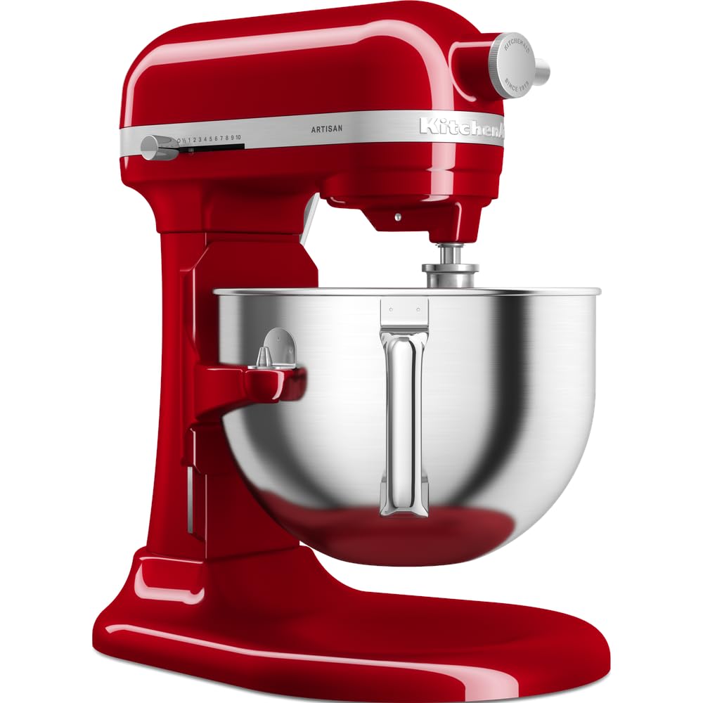 KitchenAid Robot Pâtissier - Artisan - Robot cuisine multifonctions à Bol relevable - Batteur avec 4 accessoires et bol en inox de 5,6 L - Rouge empire